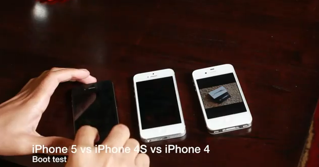 Test de arranque del iPhone 5 vs iPhone 4S vs iPhone 4