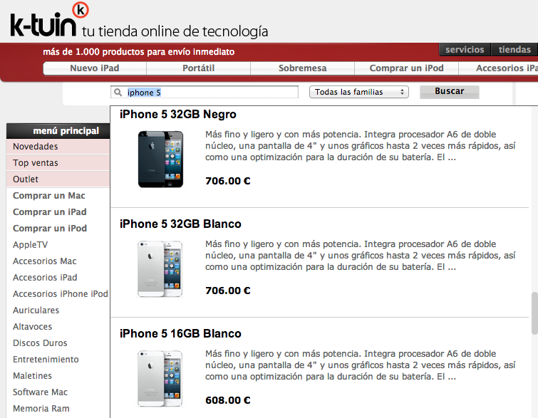 iPhone 5 K-Tuin precios - 2