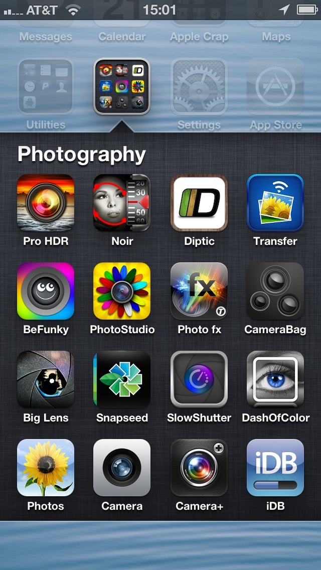iPhone 5 folder with 16 apps