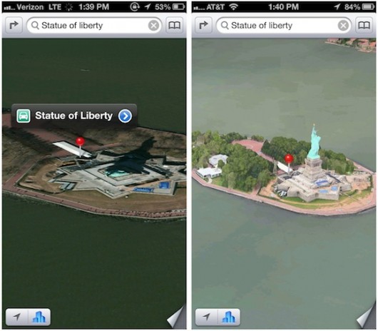 Mapas iOS 6 Estatua de la Libertad